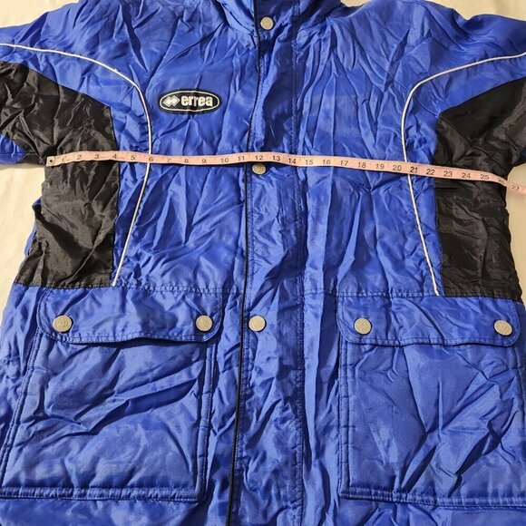 Errea Italia Men's SZ XL Blue Full Zip Pockets Quilted Lined Hood Winter Jacket - Picture 13 of 16